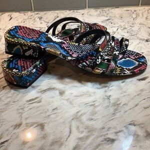 Vince Camuto Leather Upper Multi Color Snake Print Sandals